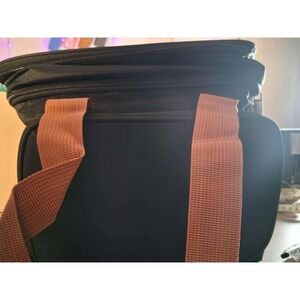 Black Insulated Lunch Bag Dual Compartment Cooler Tote with Brown Handles